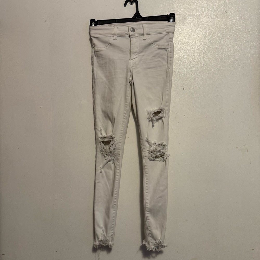 American Eagle Outfitters Ripped white Skinny Jeans Women’s Size 0‎ Regular